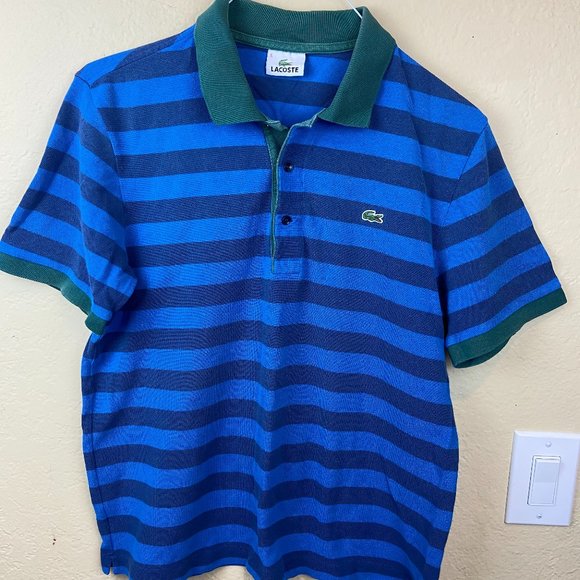 Lacoste Other - Lacoste Striped Blue Polo Shirt Size 5  Logo